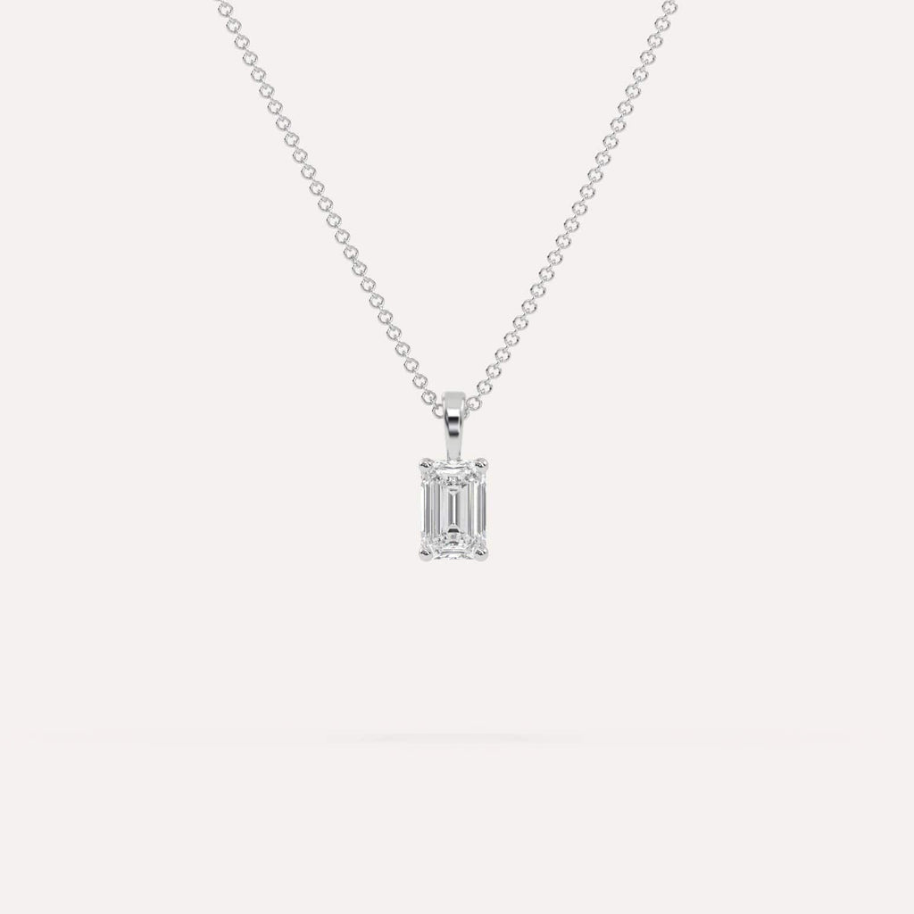 1/2 Carat Simple Solitaire Diamond Pendant Necklace In 14K White Gold