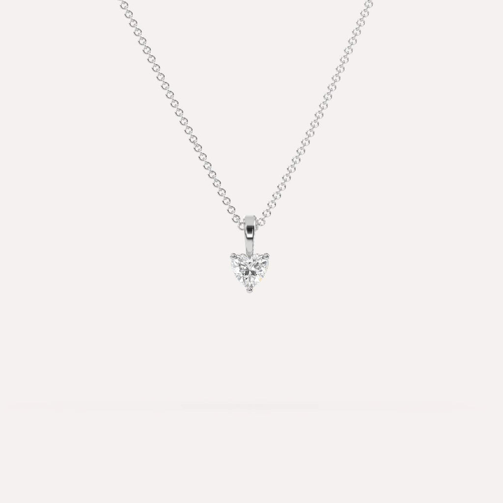 1/4 Carat Simple Solitaire Diamond Pendant Necklace In 14K White Gold