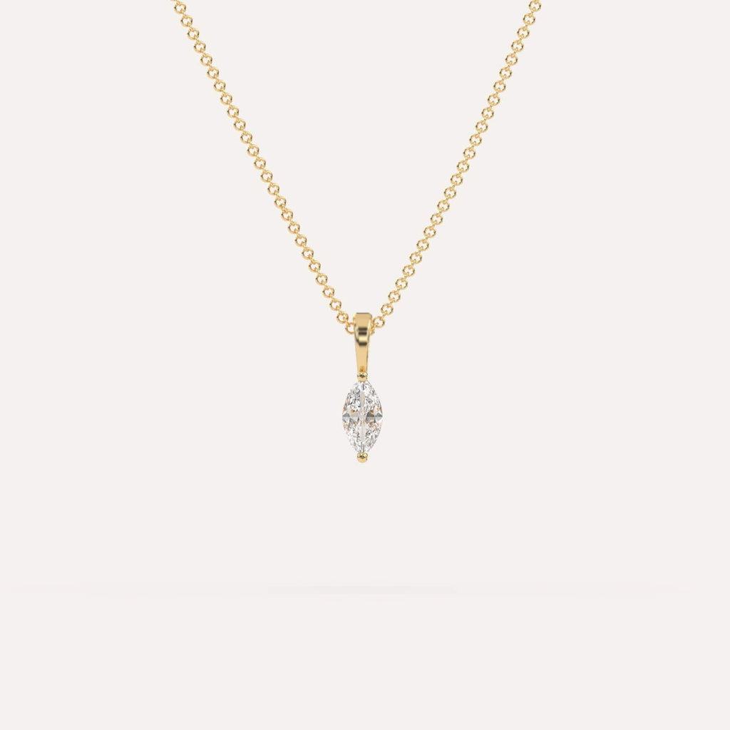 1/4 Carat Simple Solitaire Diamond Pendant Necklace In 14K Yellow Gold