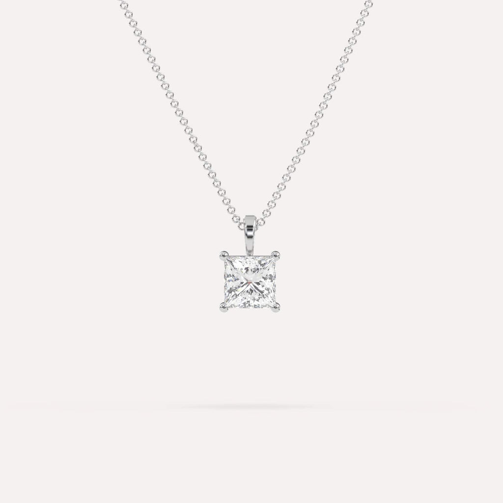 1 Carat Simple Solitaire Diamond Pendant Necklace In 14K White Gold