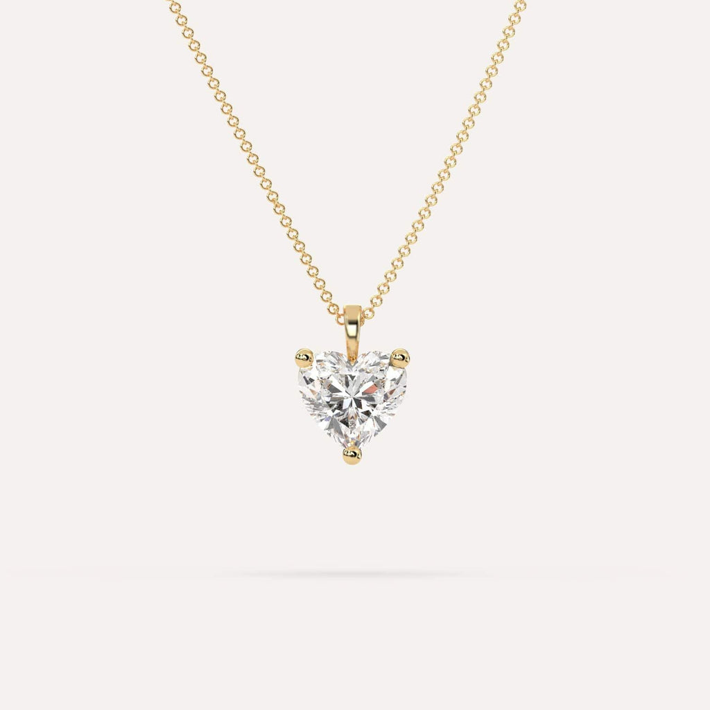 3 Carat Simple Solitaire Diamond Pendant Necklace In 14K Yellow Gold