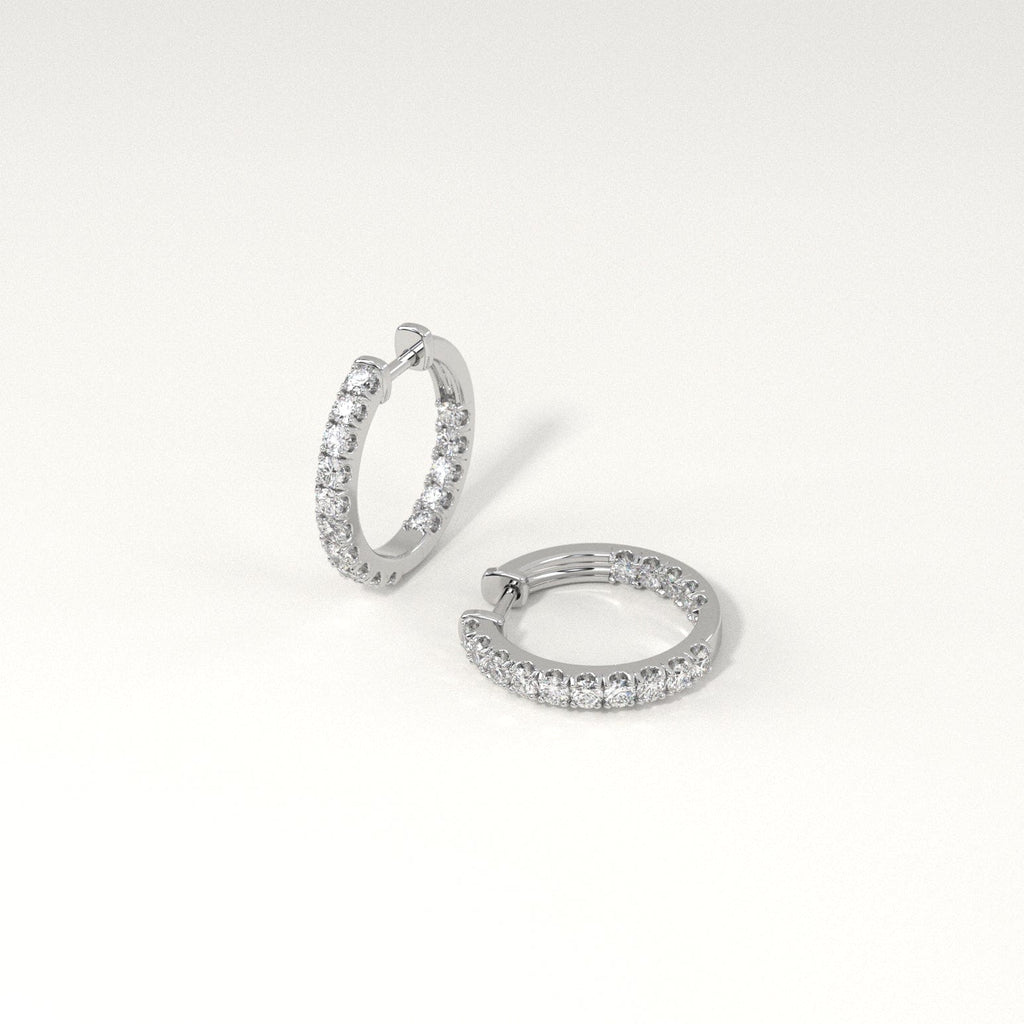 1/2 carat Diamond Huggie Hoop Earrings in White Gold for Women