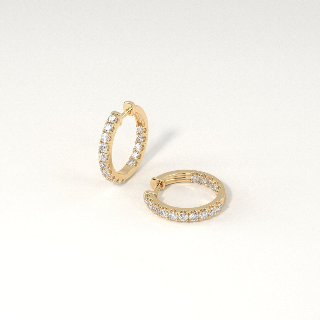 1/2 carat Diamond Huggie Hoop Earrings in Yellow Gold for Women