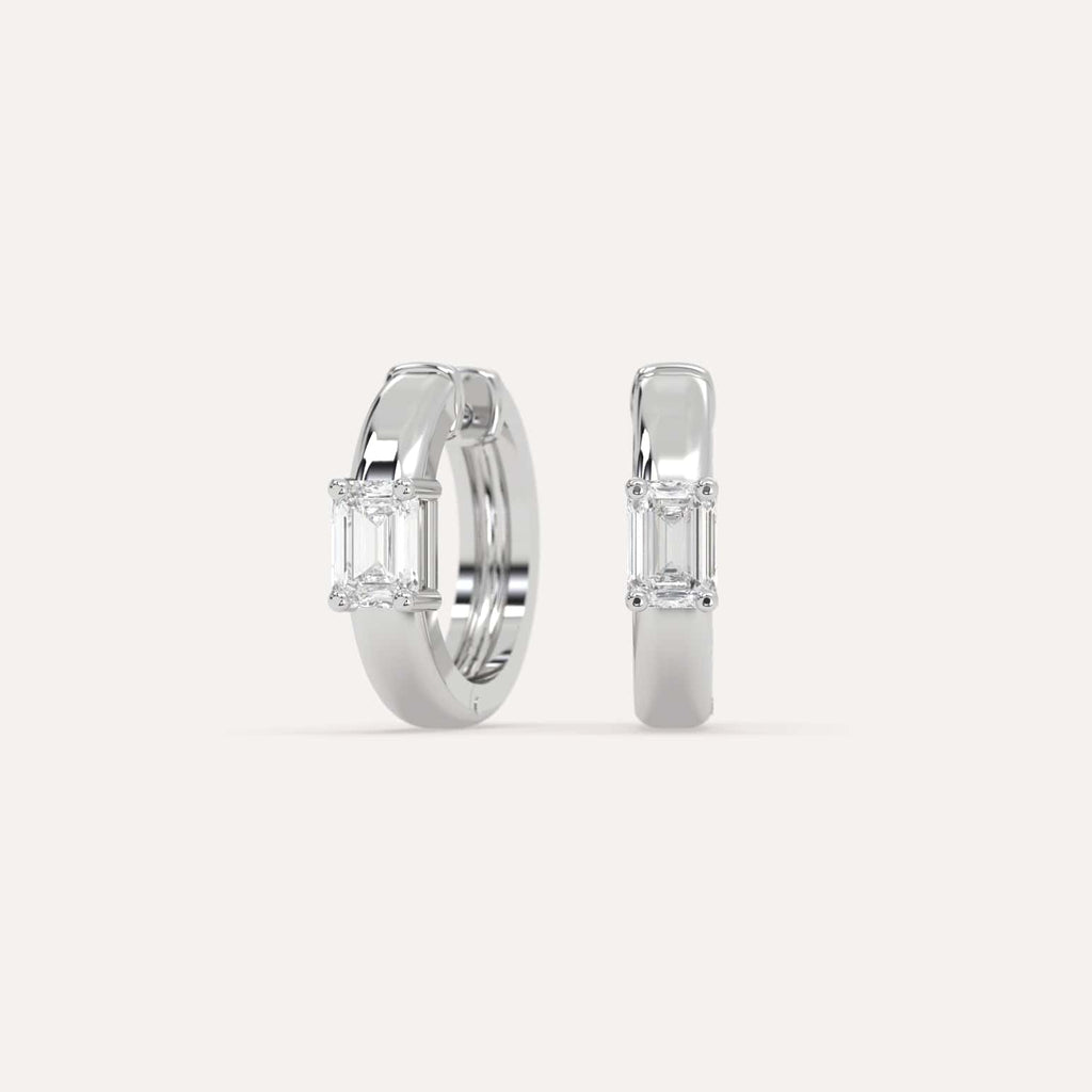 1/2 carat Emerald Lab Diamond Hoop Earrings in White Gold