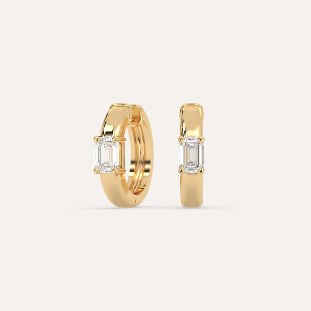 1/2 carat Emerald Natural Diamond Hoop Earrings in Yellow Gold