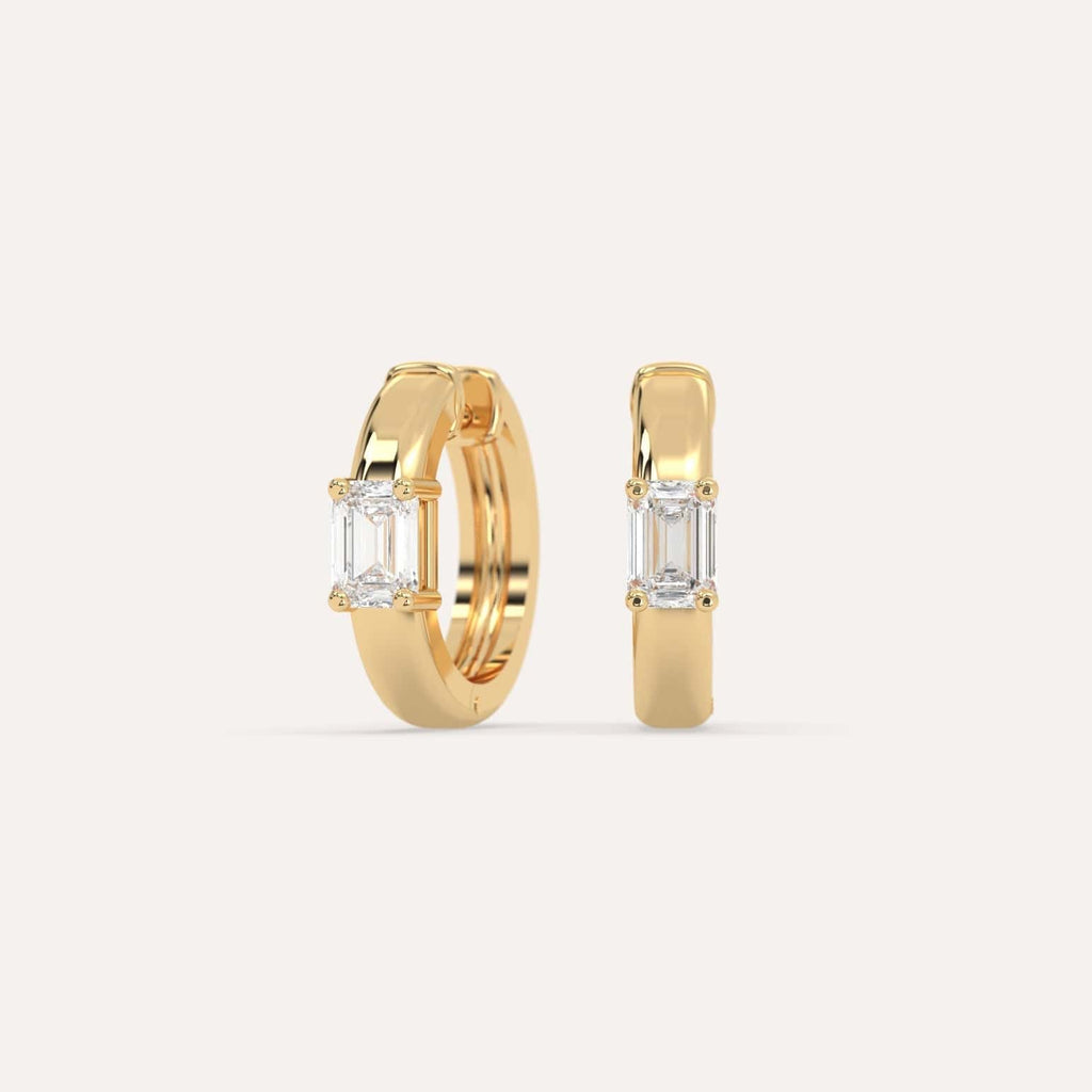 1/2 carat Emerald Lab Diamond Hoop Earrings in Yellow Gold