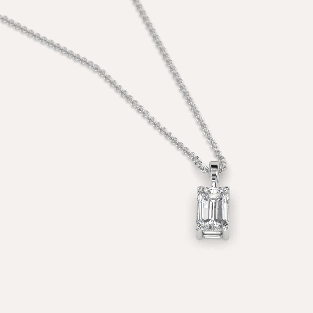 Simple Diamond Pendant Necklace With Emerald Natural Diamond In White Gold