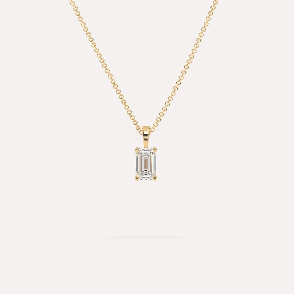 1/2 Carat Simple Solitaire Diamond Pendant Necklace In 14K Yellow Gold