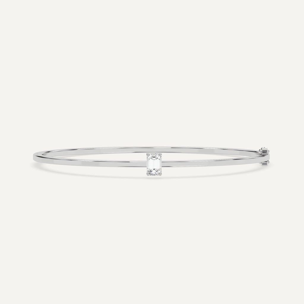 1/2 carat diamond solitaire, bangle bracelet in 14K white gold