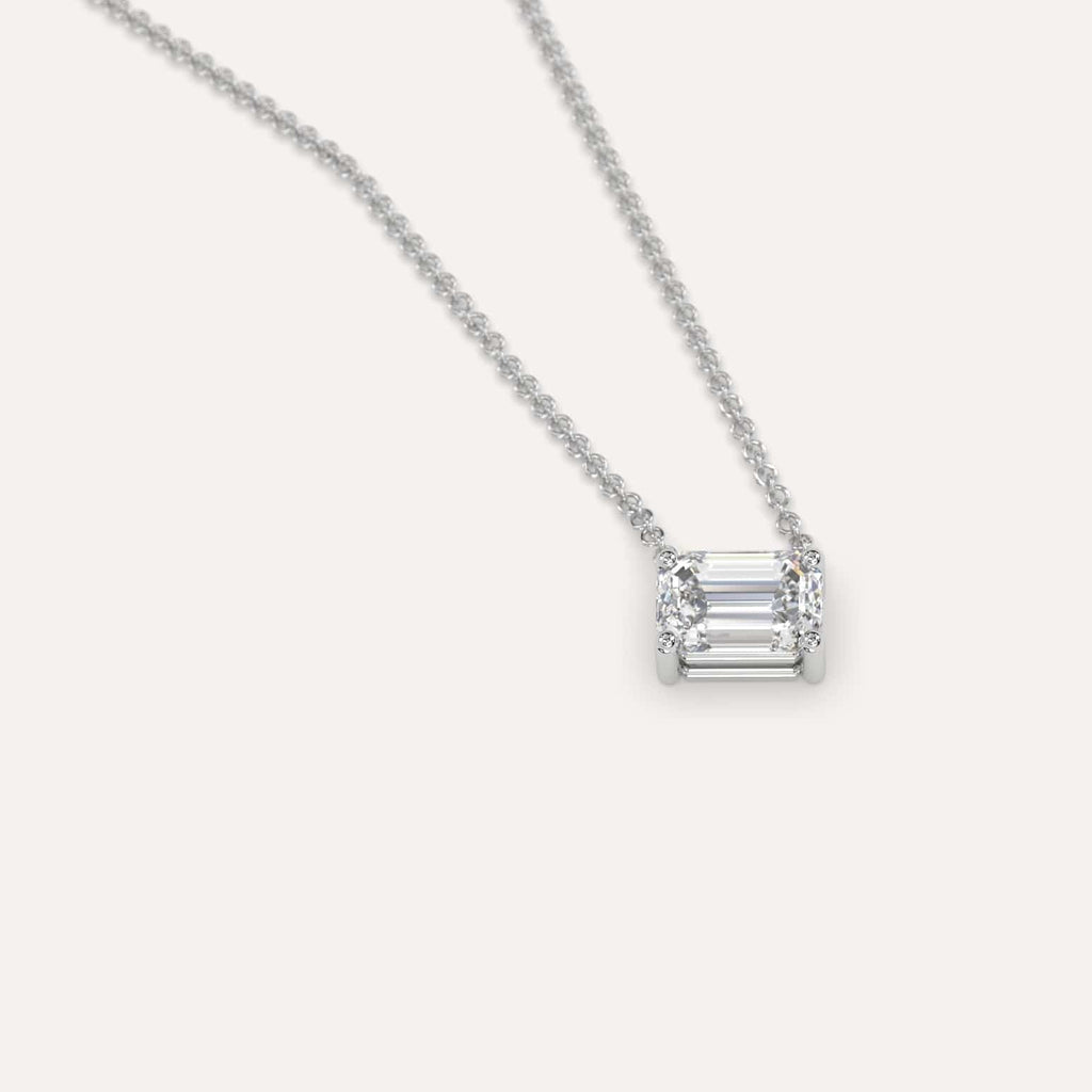 Simple Diamond Floating Necklace With Emerald Natural Diamond In White Gold