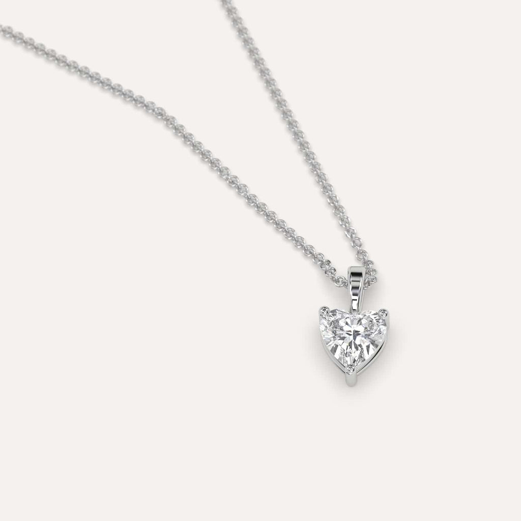 Simple Diamond Pendant Necklace With Heart Natural Diamond In White Gold