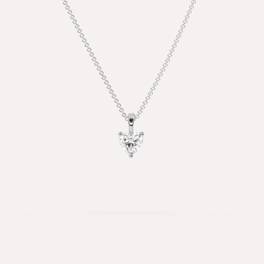 1/2 Carat Simple Solitaire Diamond Pendant Necklace In 14K White Gold