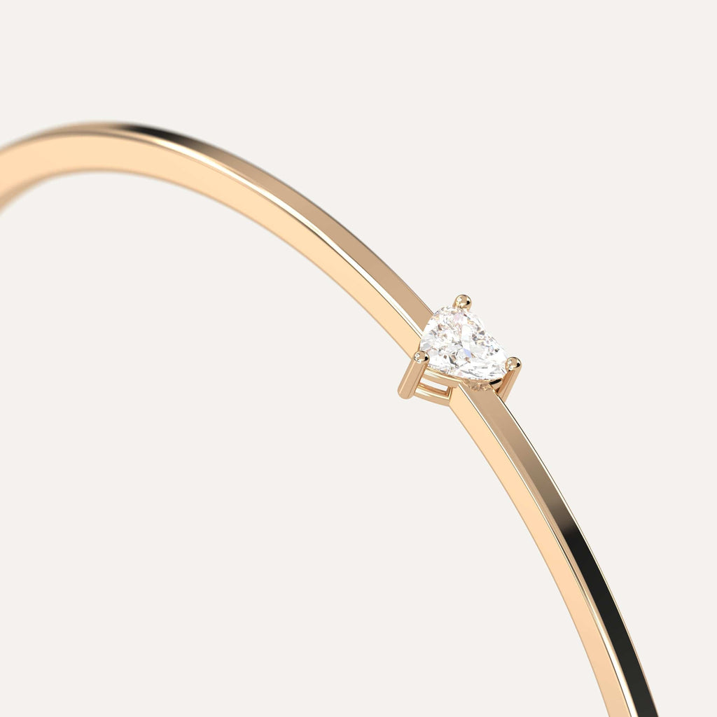 classic diamond solitaire, bangle bracelet with heart natural diamonds in yellow gold