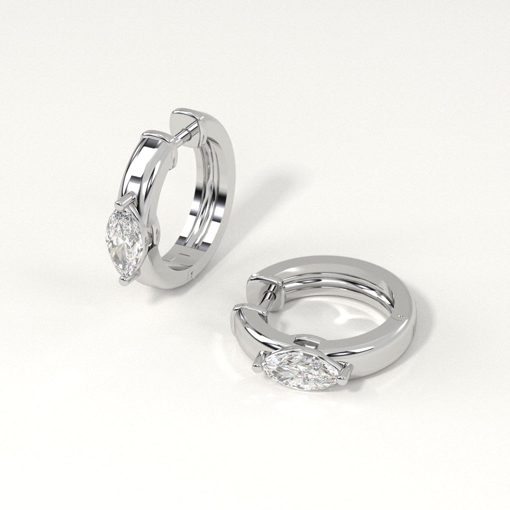 1/2 carat marquise Diamond Huggie Hoop Earrings in white Gold