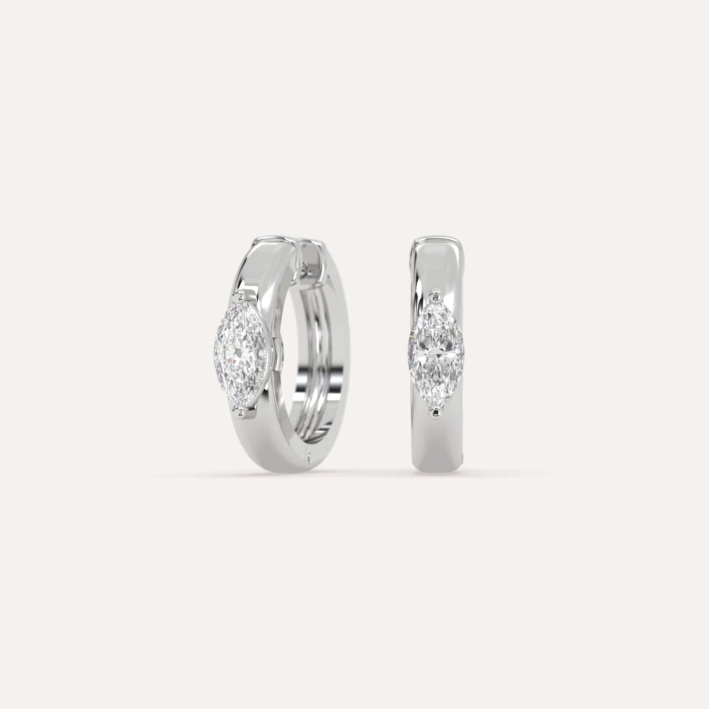 1/2 carat Marquise Lab Diamond Hoop Earrings in White Gold