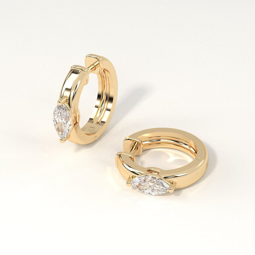 1/2 carat marquise Diamond Huggie Hoop Earrings in yellow Gold