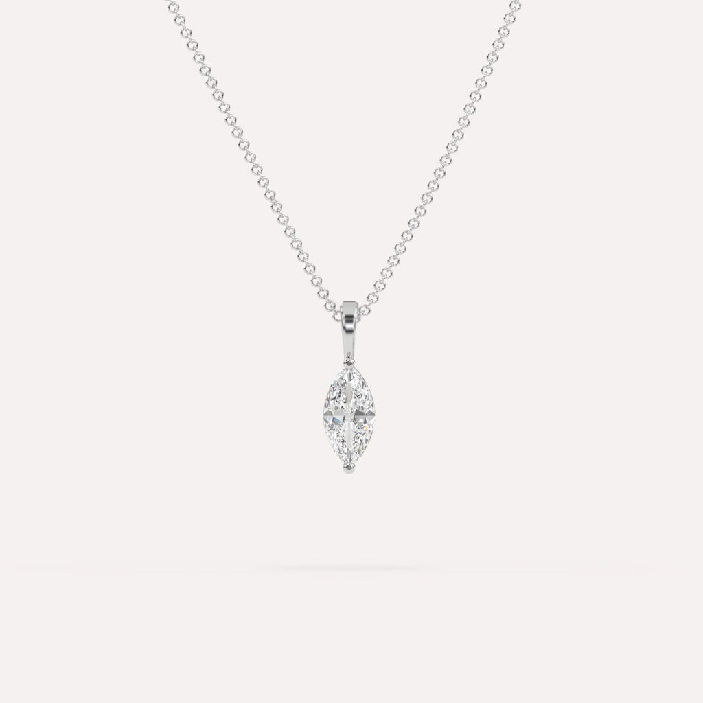 1/2 Carat Simple Solitaire Diamond Pendant Necklace In 14K White Gold