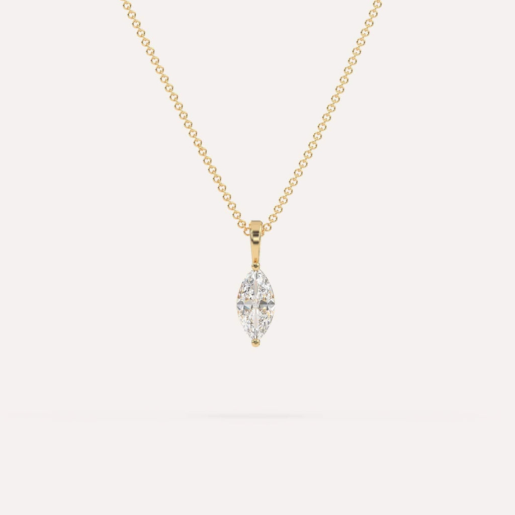 1/2 Carat Simple Solitaire Diamond Pendant Necklace In 14K Yellow Gold