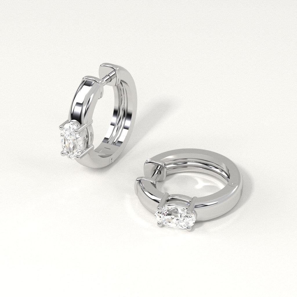 1/2 carat oval Diamond Huggie Hoop Earrings in white Gold