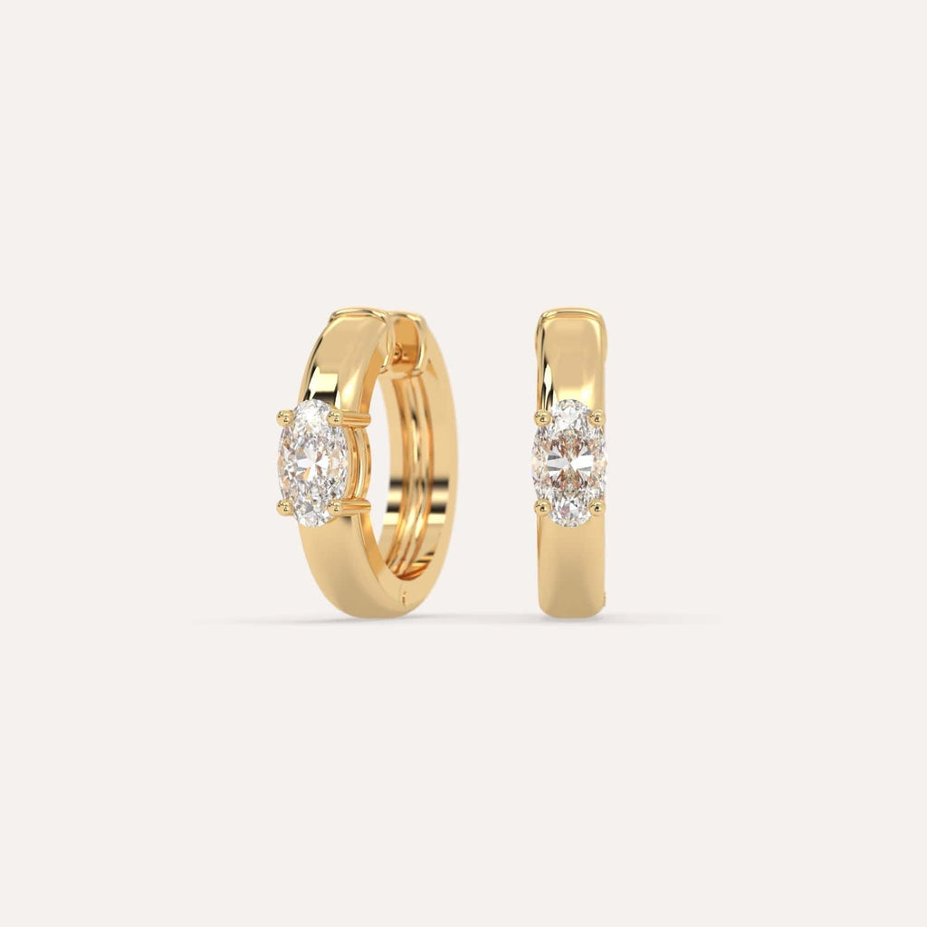 1/2 carat Oval Lab Diamond Hoop Earrings in Yellow Gold