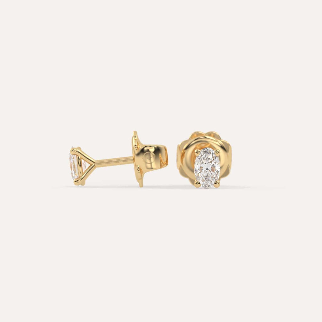 1/2 carat Butterfly Push Back Diamond Studs in yellow Gold