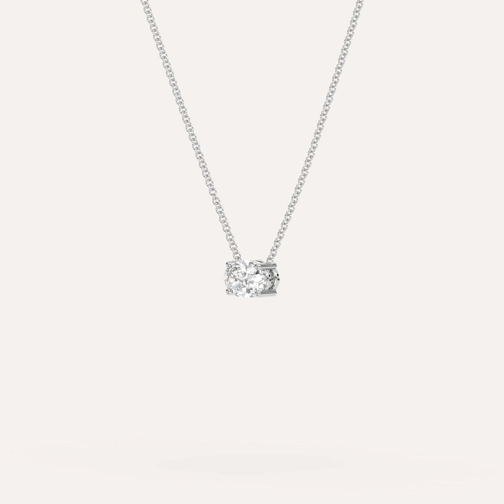 White Gold Floating Diamond Necklace With 1/2 Carat Oval Diamond