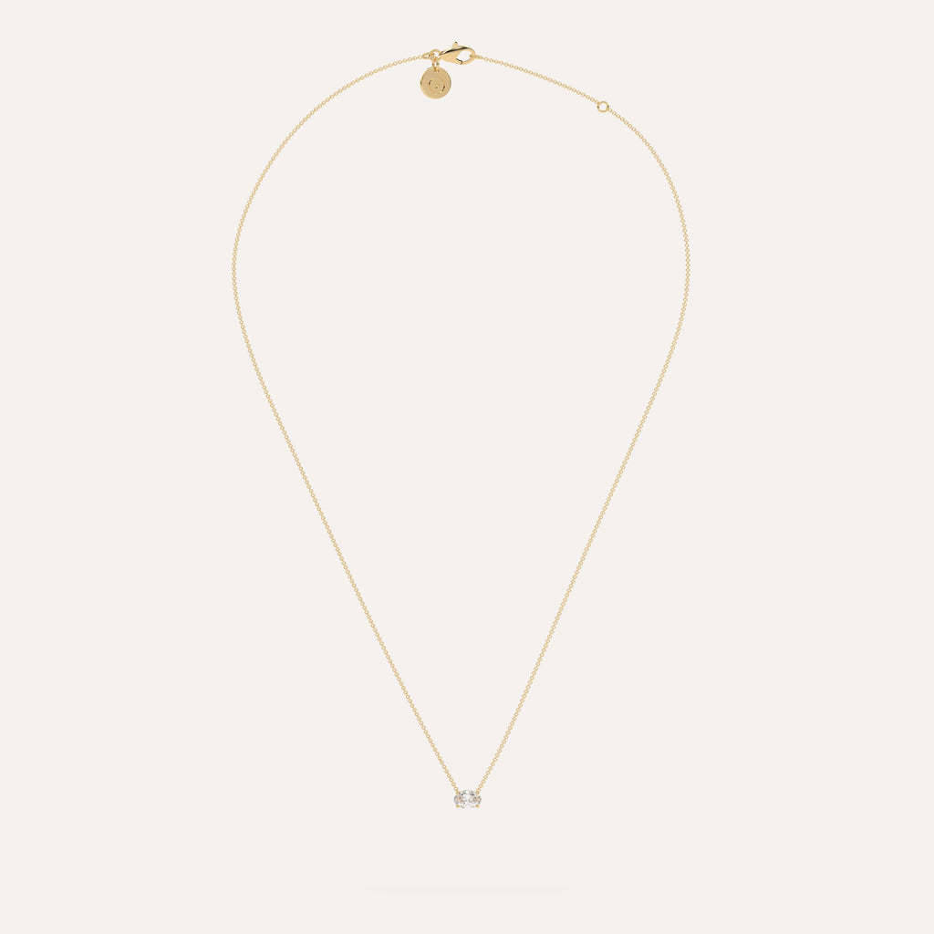 1/2 carat Oval Floating Diamond Necklace Lab Yellow Gold