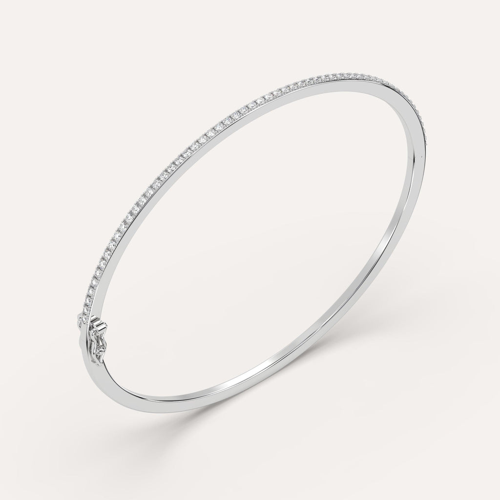 white gold pave, bangle bracelets with 1/2 carat round diamonds