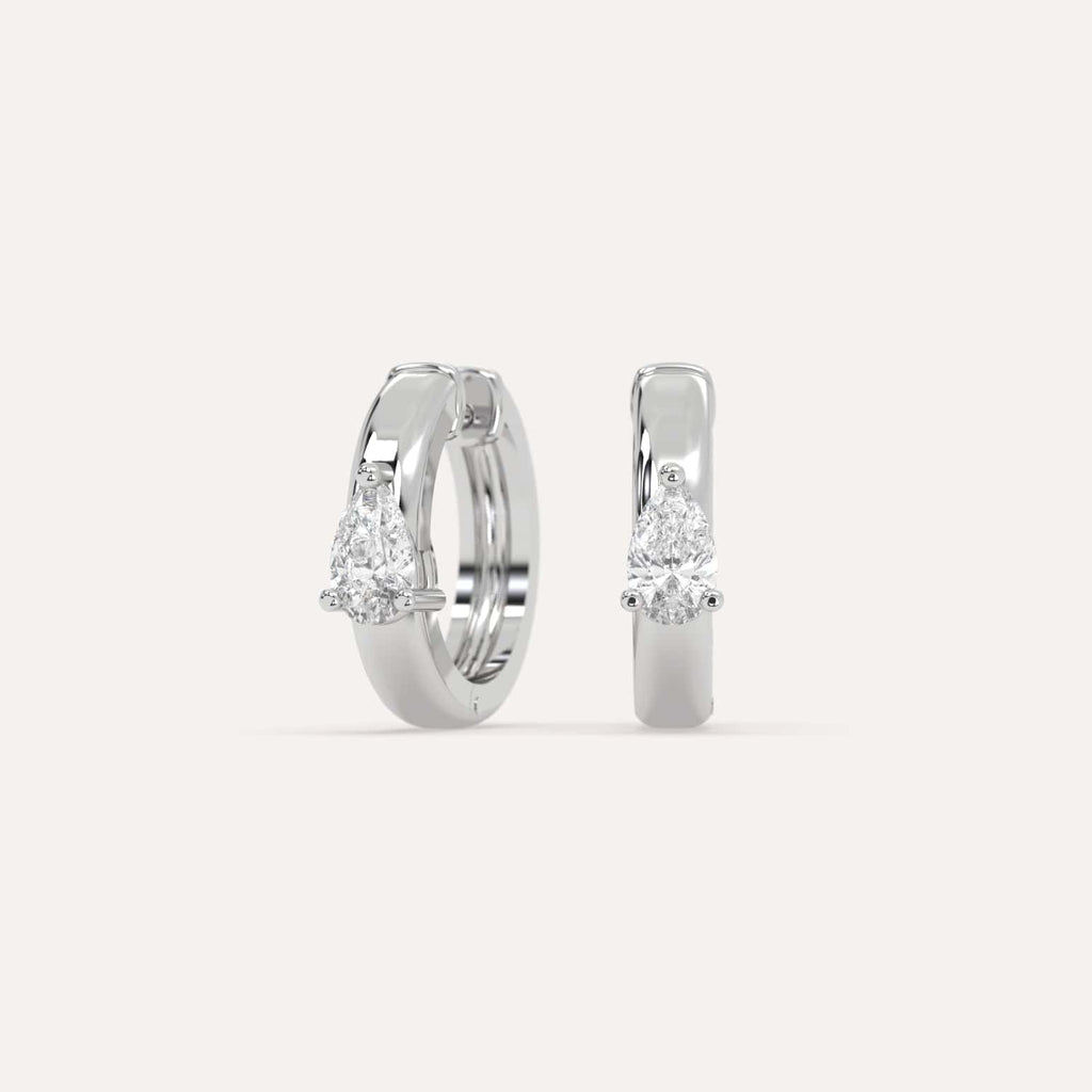 1/2 carat Pear Natural Diamond Hoop Earrings in White Gold