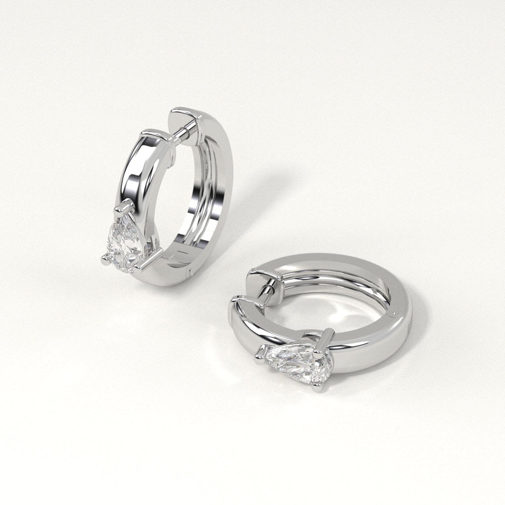 1/2 carat pear Diamond Huggie Hoop Earrings in white Gold