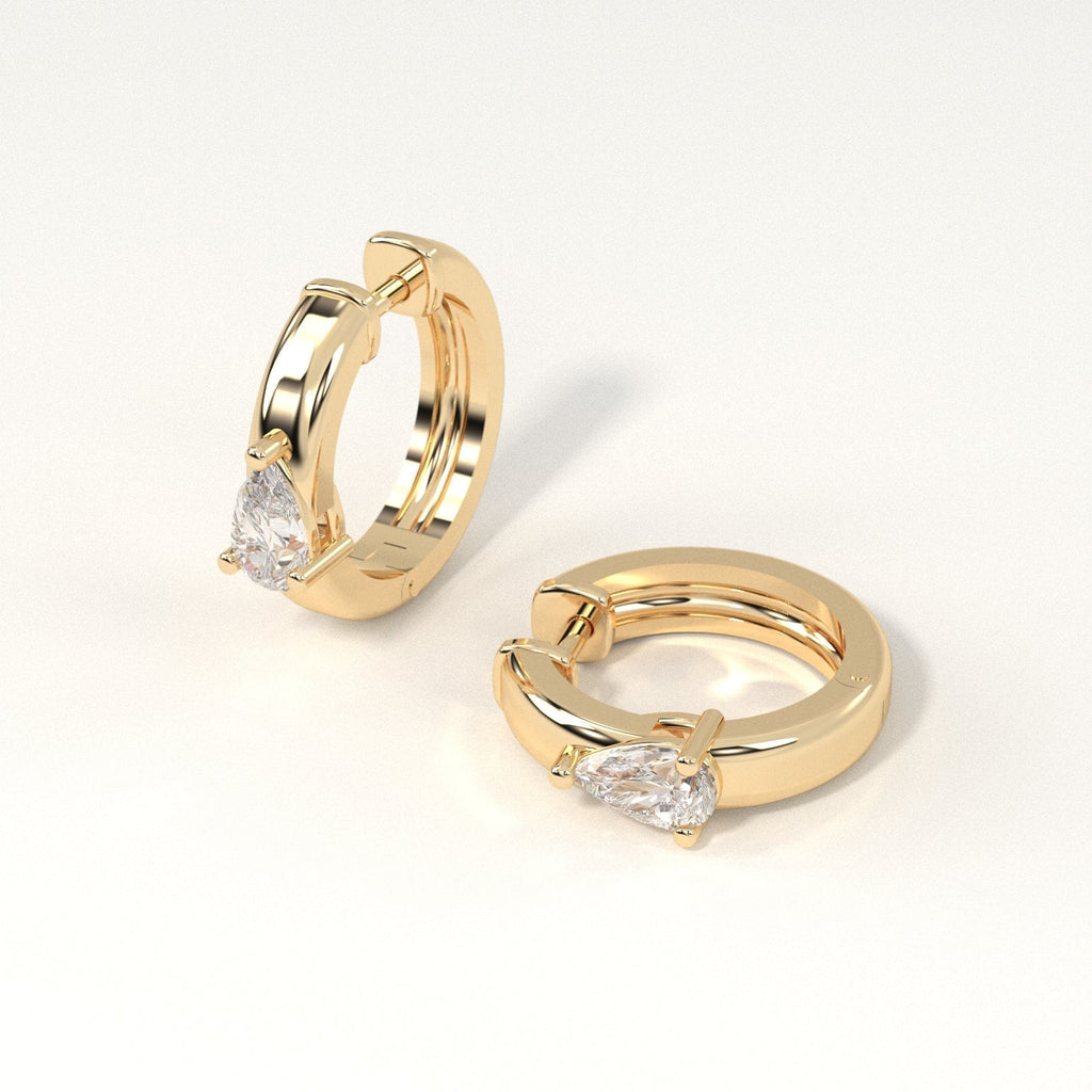 1/2 carat pear Diamond Huggie Hoop Earrings in yellow Gold