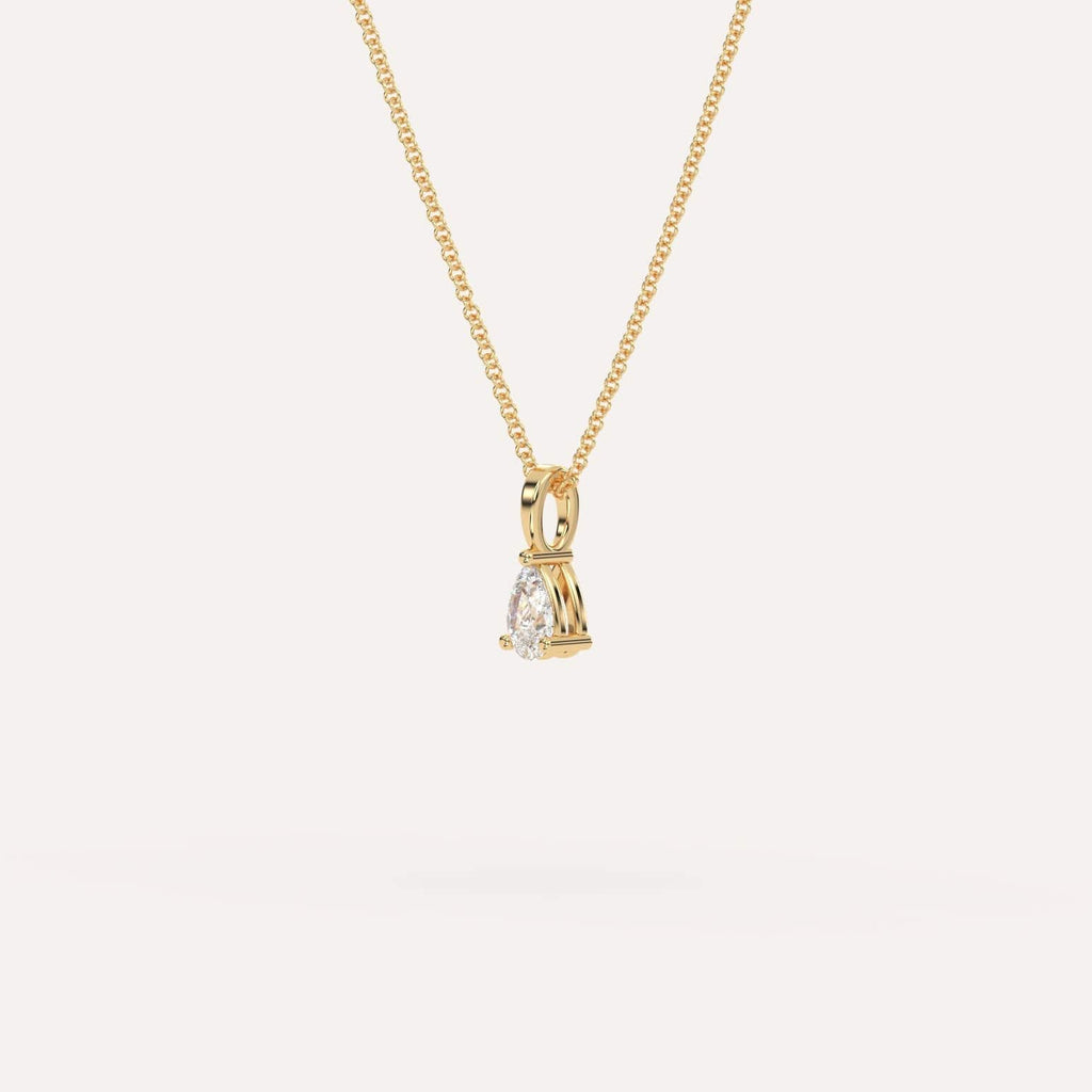 Yellow Gold Pendant Diamond Necklace With 1/2 Carat Pear Diamond