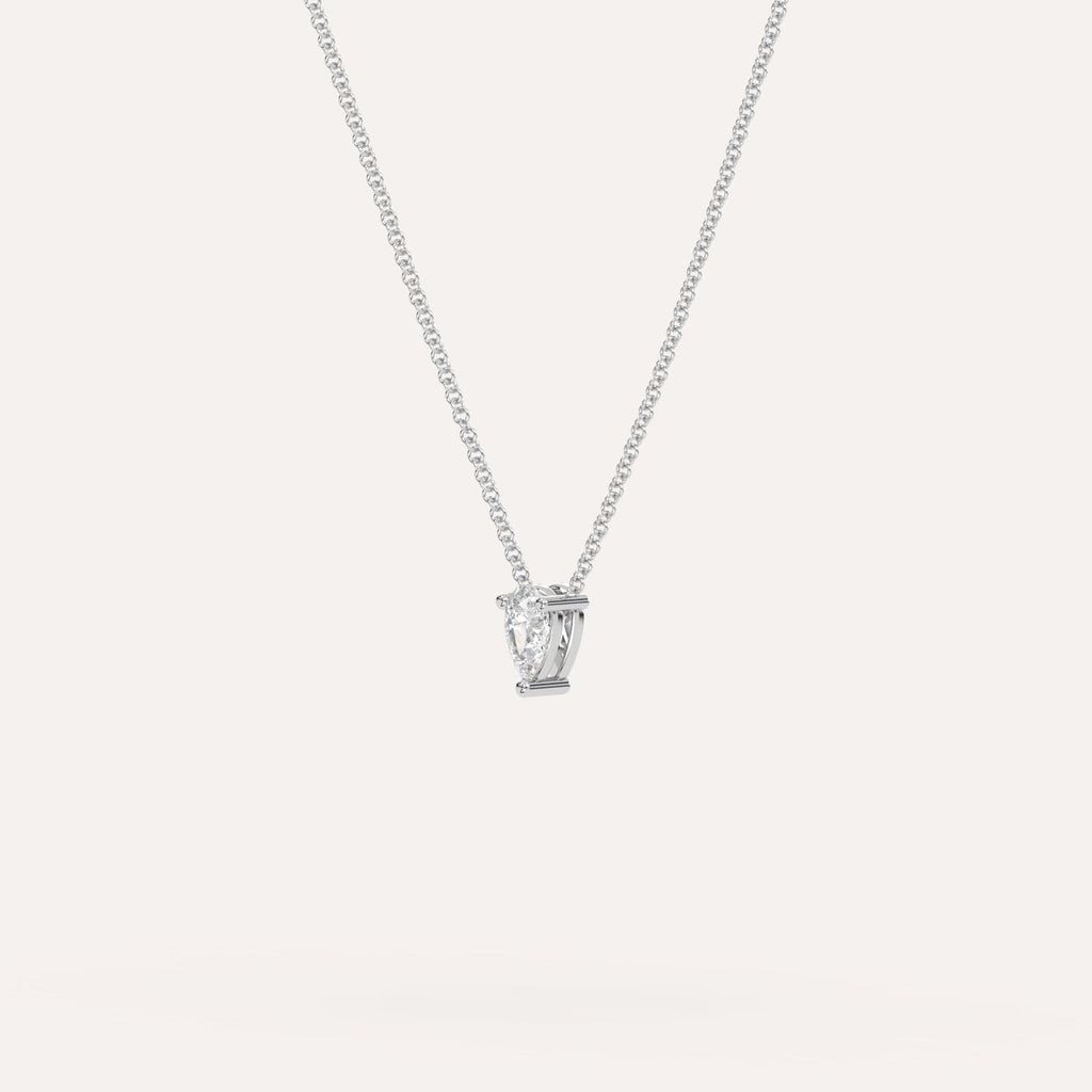 White Gold Floating Diamond Necklace With 1/2 Carat Pear Diamond