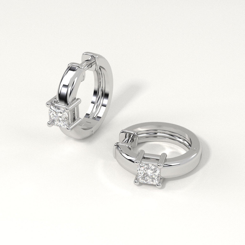 1/2 carat princess Diamond Huggie Hoop Earrings in white Gold