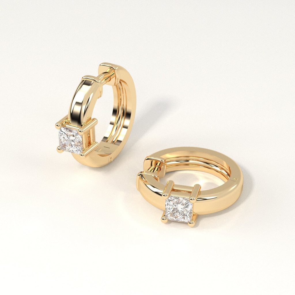 1/2 carat princess Diamond Huggie Hoop Earrings in yellow Gold