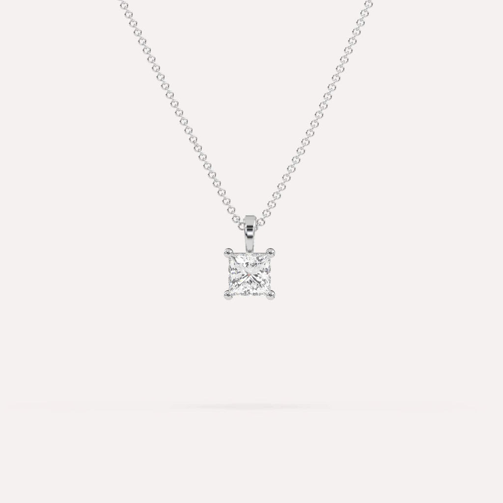 1/2 Carat Simple Solitaire Diamond Pendant Necklace In 14K White Gold