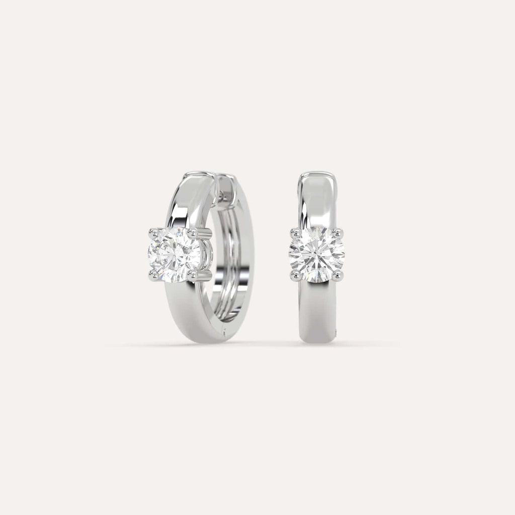 1/2 carat Round Lab Diamond Hoop Earrings in White Gold