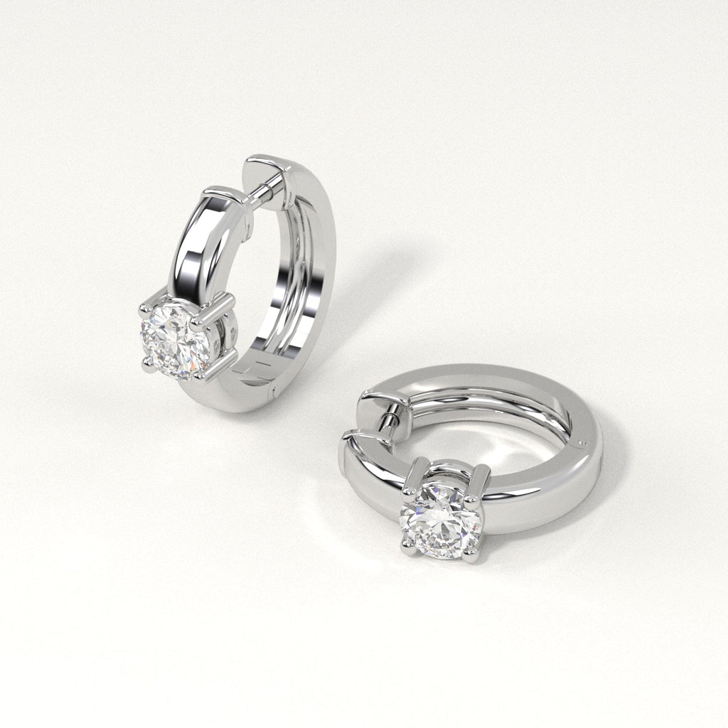 1/2 carat round Diamond Huggie Hoop Earrings in white Gold