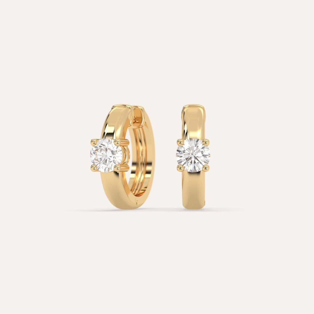 1/2 carat Round Lab Diamond Hoop Earrings in Yellow Gold