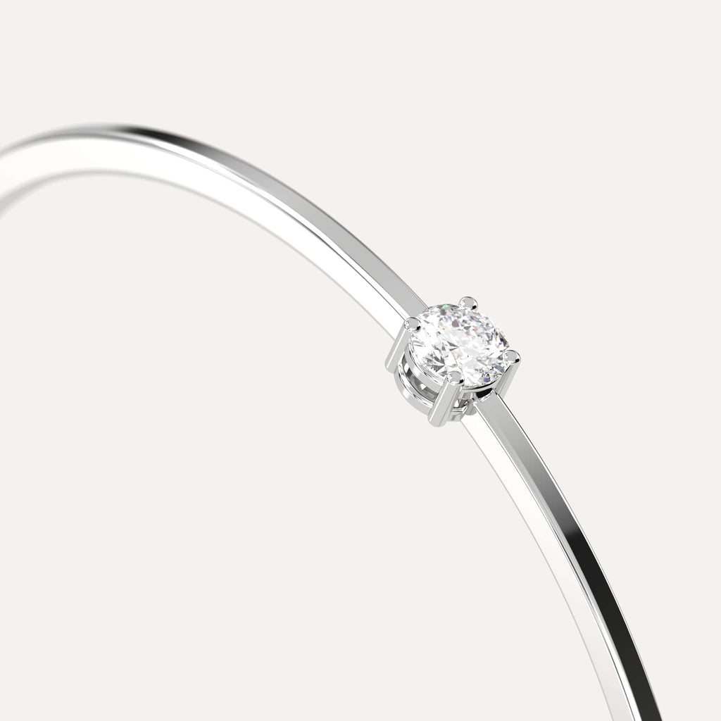 classic diamond solitaire, bangle bracelet with round natural diamonds in white gold