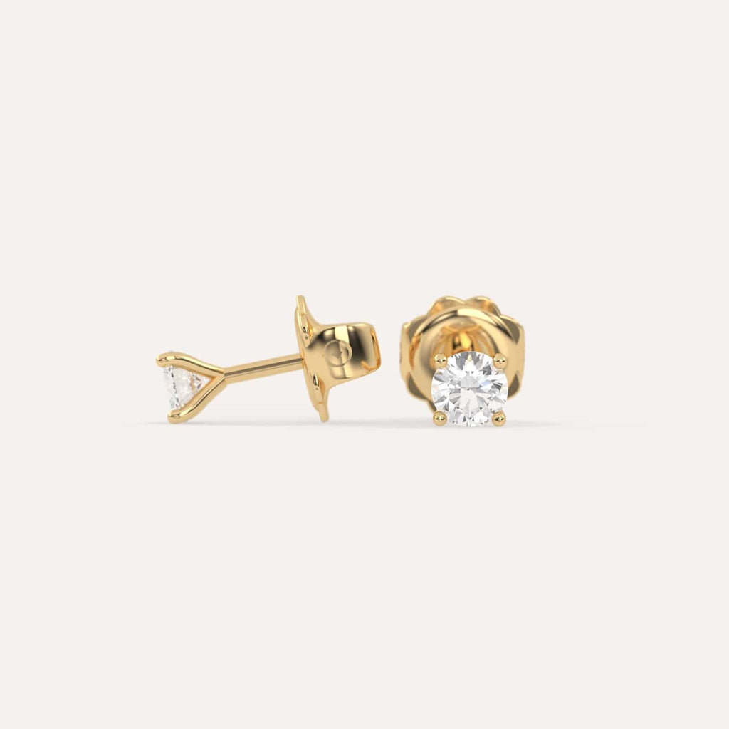 1/2 carat Butterfly Push Back Diamond Studs in yellow Gold