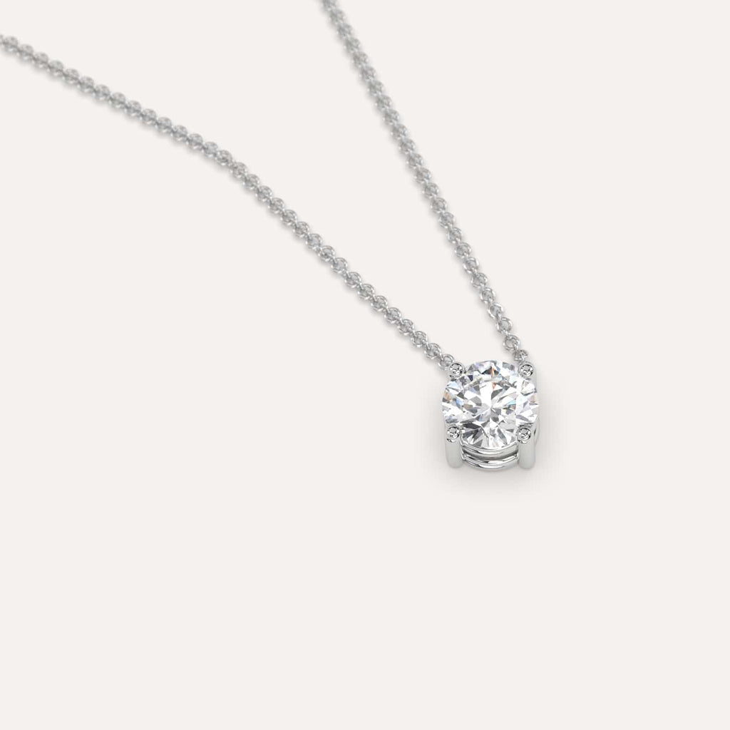 Simple Diamond Floating Necklace With Round Natural Diamond In White Gold