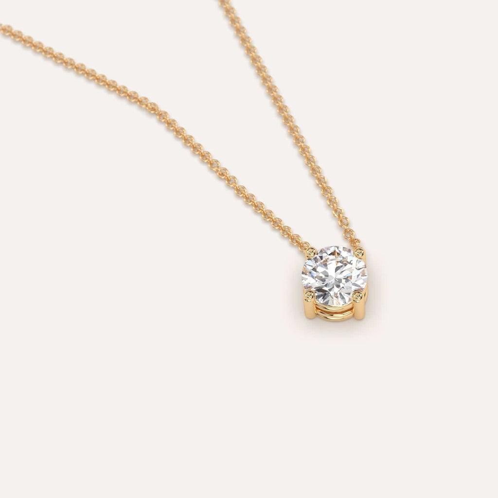 Simple Diamond Floating Necklace With Round Lab Diamond In Yellow Gold