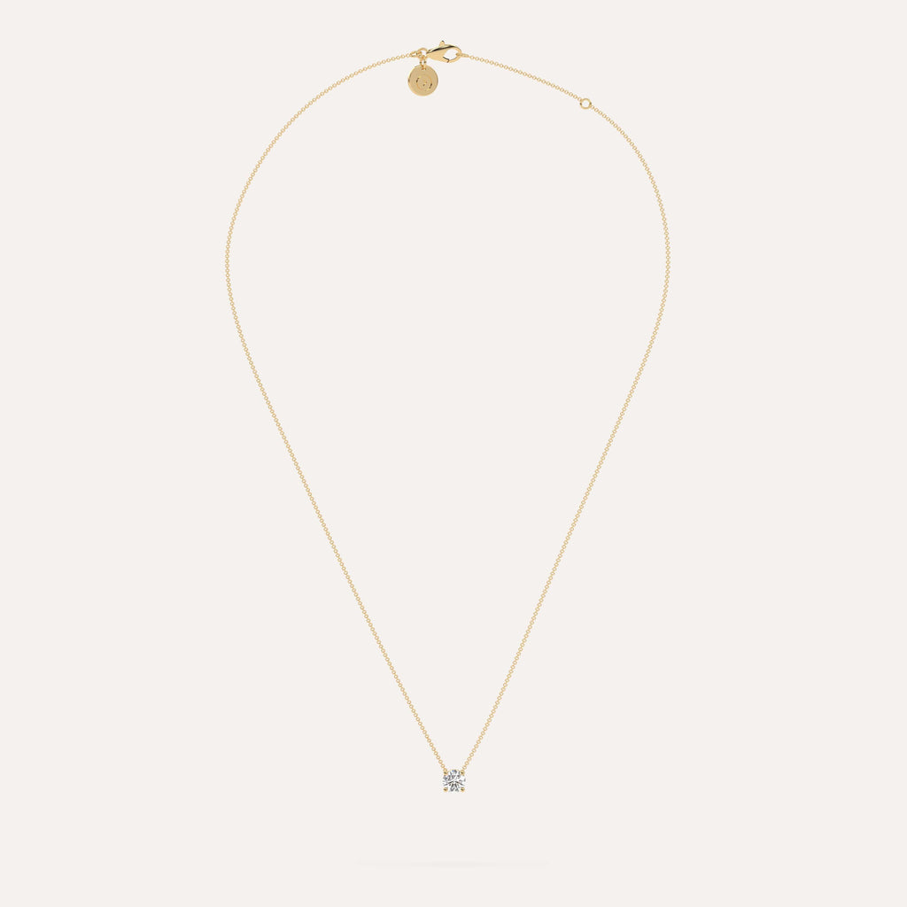 1/2 carat Round Floating Diamond Necklace Lab Yellow Gold