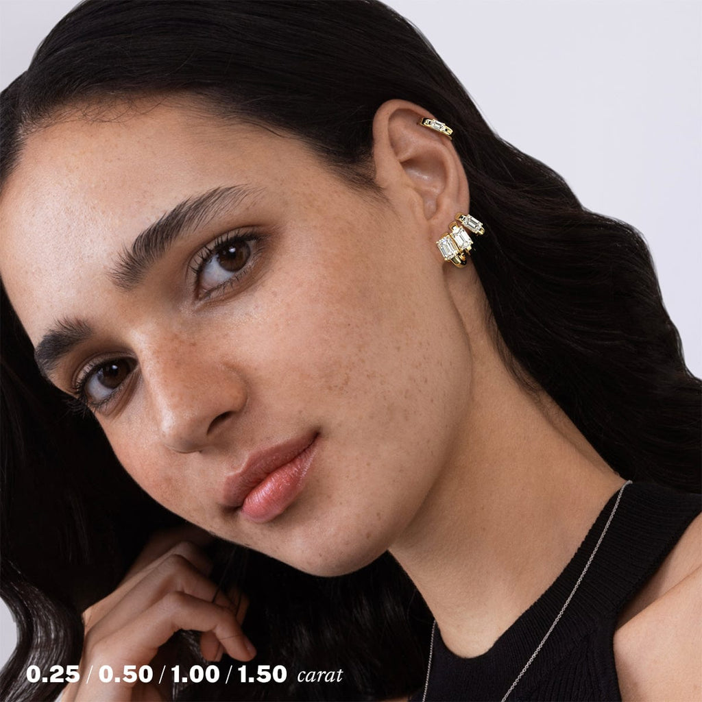1/2 Carat White Gold Diamond Hoop Earrings For Women
