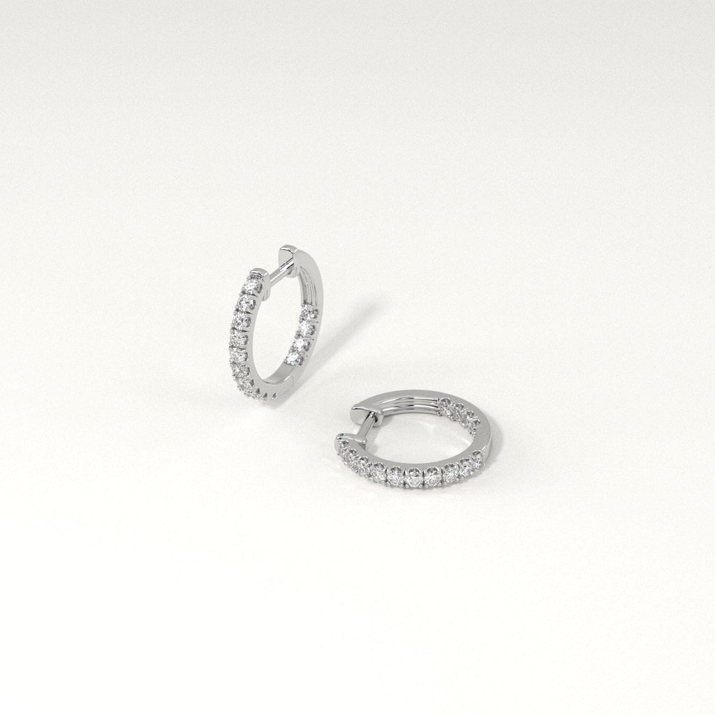 1/4 carat Diamond Huggie Hoop Earrings in White Gold for Women