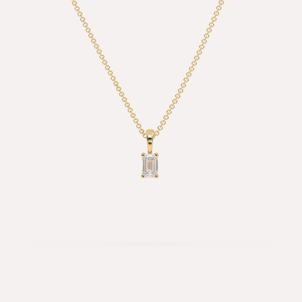 1/4 Carat Simple Solitaire Diamond Pendant Necklace In 14K Yellow Gold