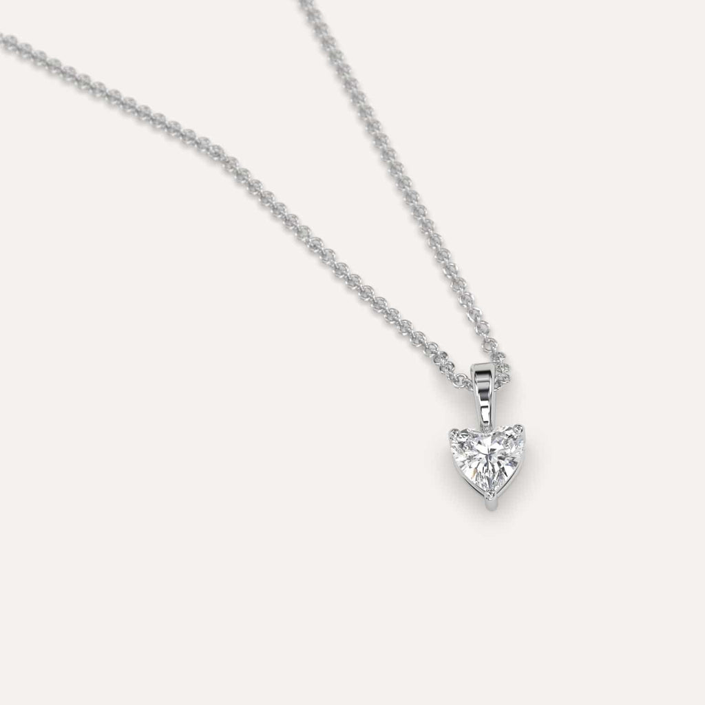 Simple Diamond Pendant Necklace With Heart Natural Diamond In White Gold