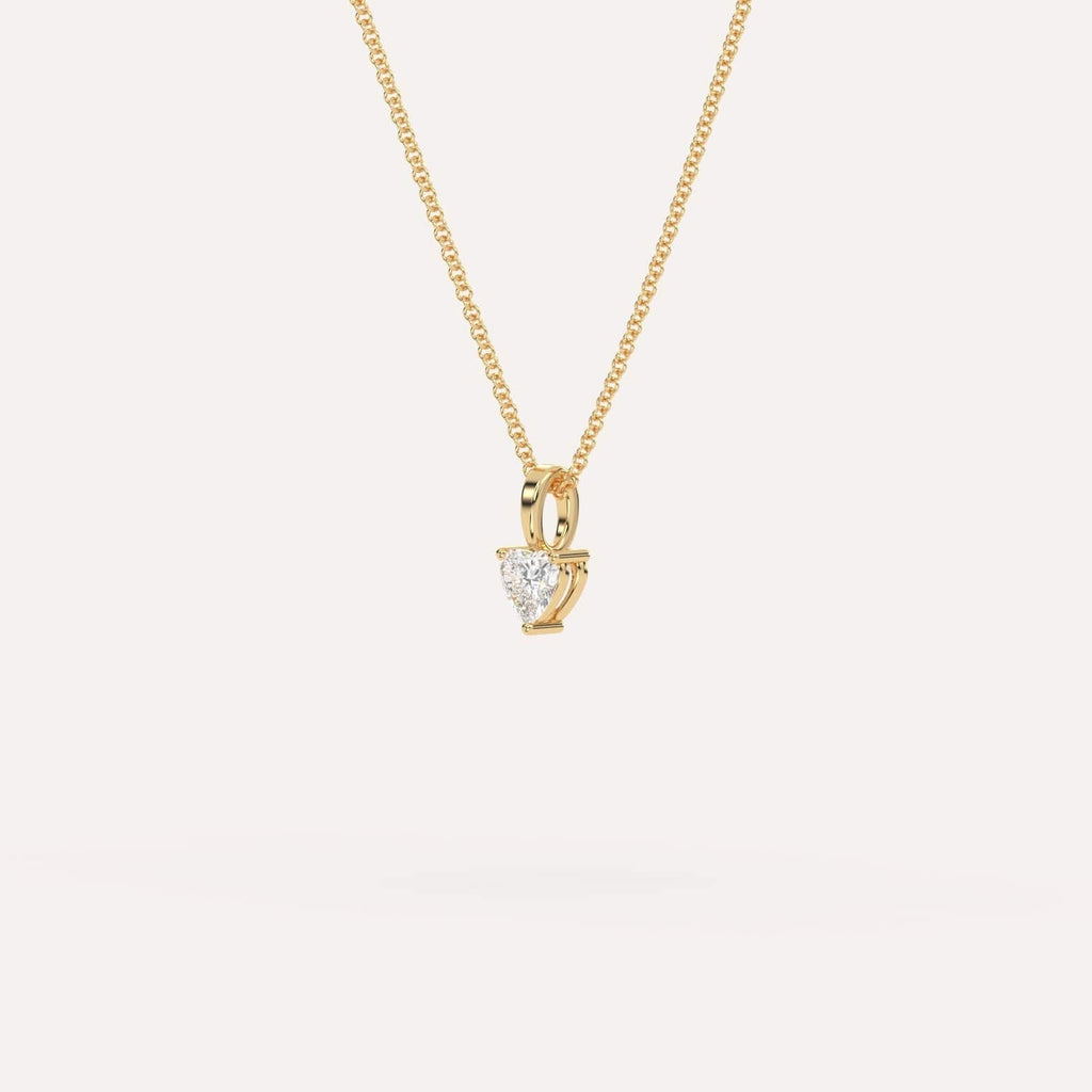 Yellow Gold Pendant Diamond Necklace With 1/4 Carat Heart Diamond