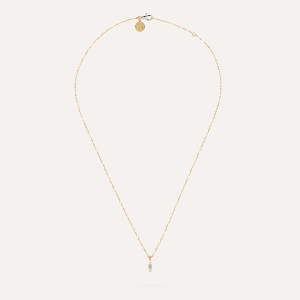 1/4 carat Marquise Diamond Pendant Necklace Natural Yellow Gold